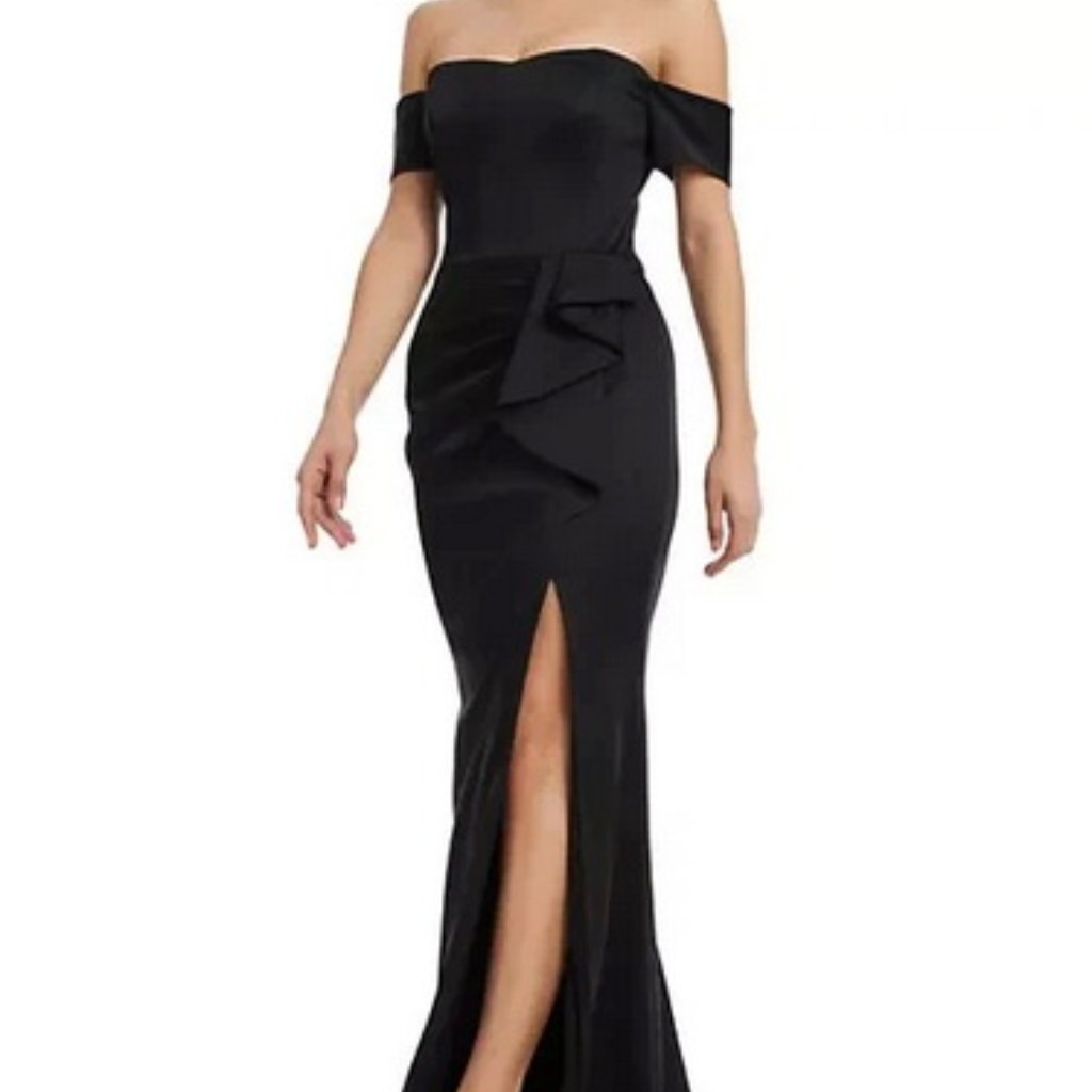 Dress The Population Black Gabrielle Off The Shoulder Gown